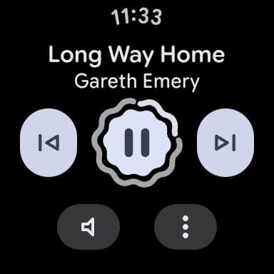 Compatible Android watch playback controls mockup